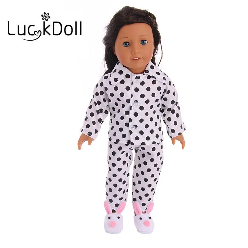 Luckdoll3 цвета кукольная пижама в горошек подходит для 18 дюймов американский и 43 см