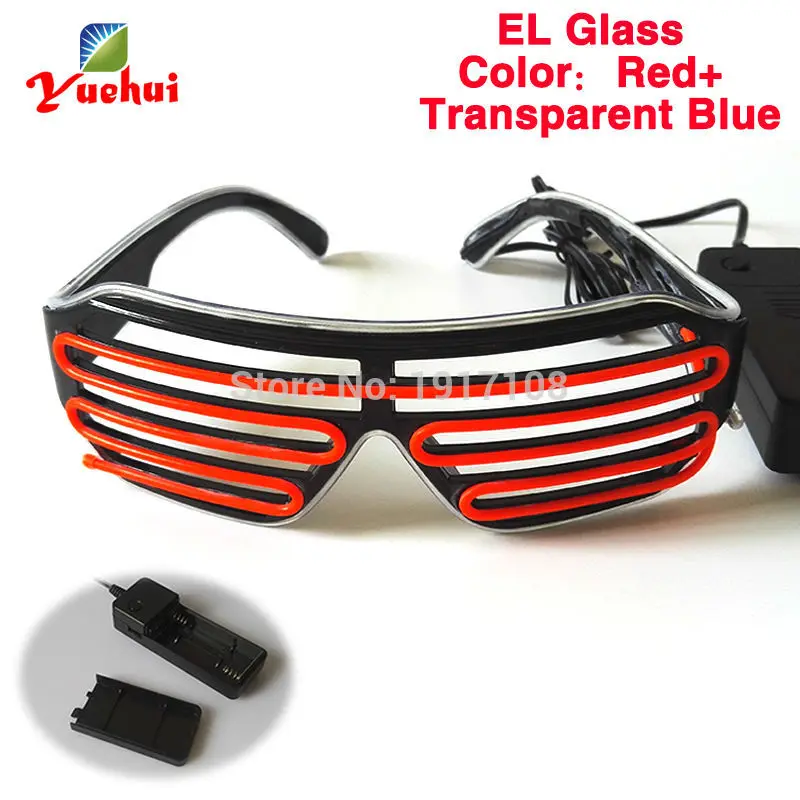 

17 Style Popular Bi-Color Sound active blinking Wedding decor LED Glasses Festival Party decorative EL wire Shutter Glasses