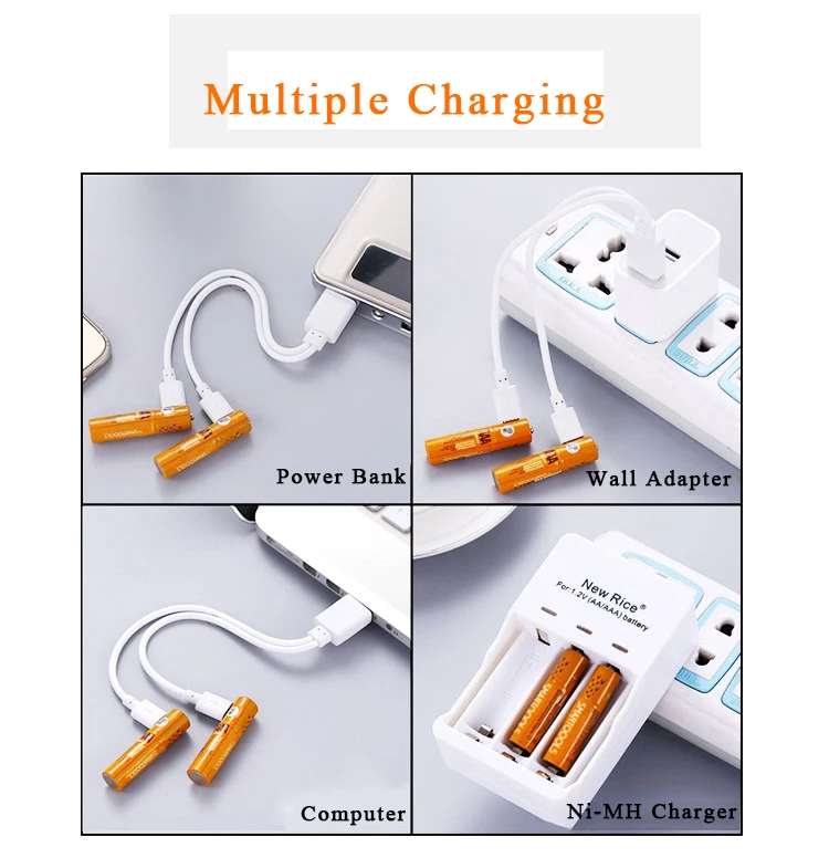 SMARTOOOLS 4Pcs/pack 1.2V 450mAh Real Capacity USB Charged Battery AAA Rechargeable NI-MH Batteries | Электроника