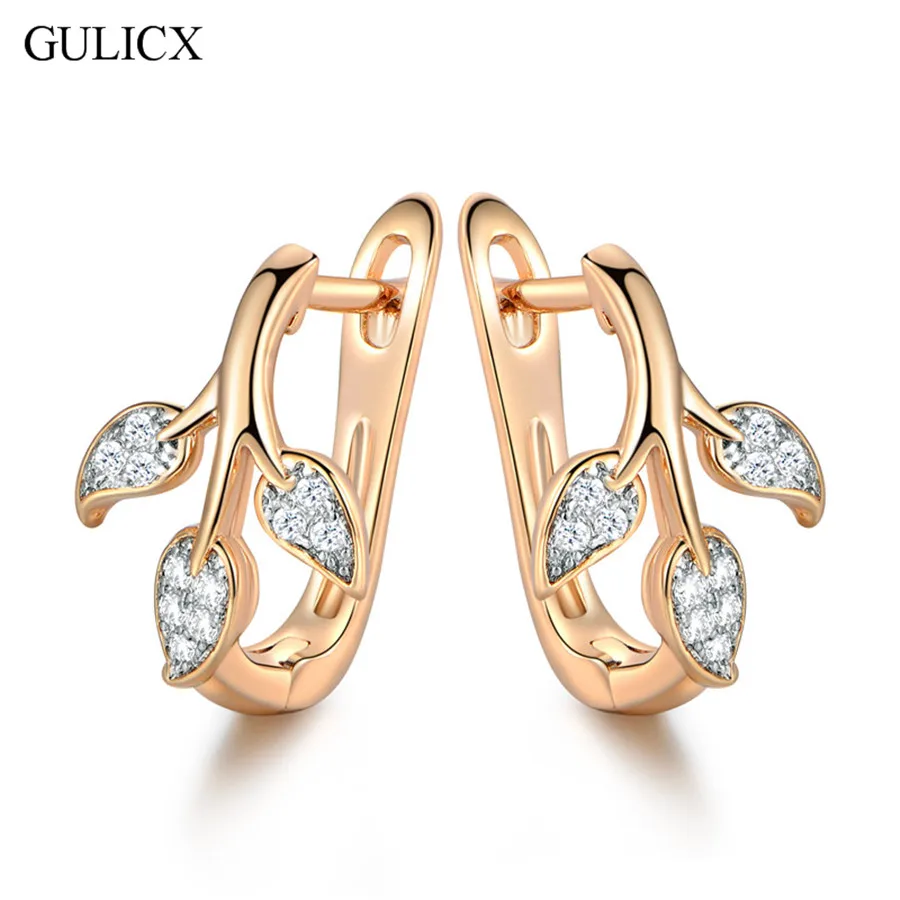 Женские серьги кольца GULICX золотого цвета с кристаллами фианита E256|hoop earrings for