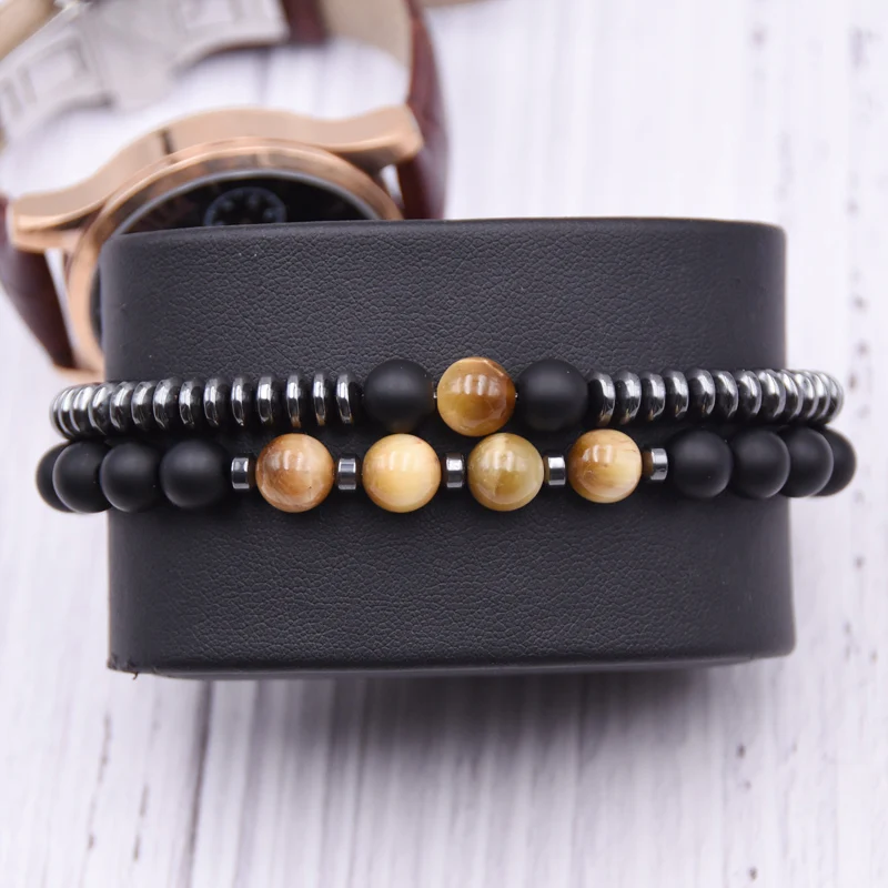 2 шт./компл. модные натуральный камень браслет из бусин диаметром 8 мм Мужские 6