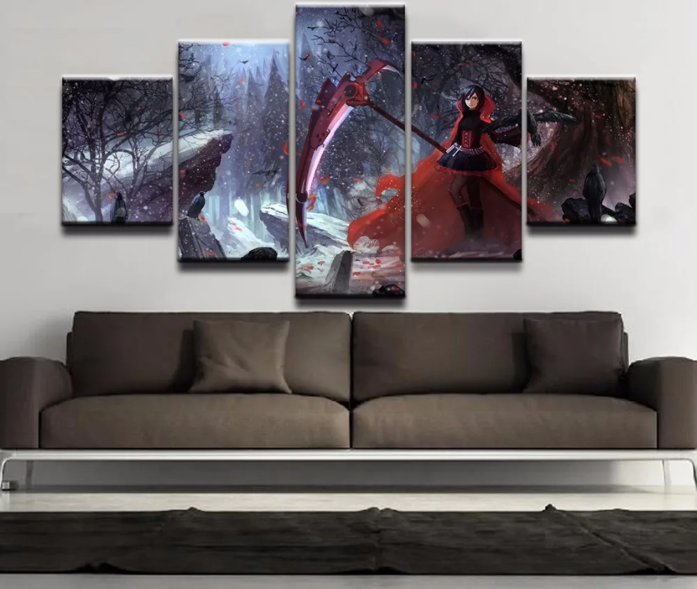 Декоративные модульные картины домашний Декор живопись 5 панелей аниме темный