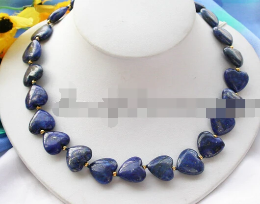 

HOT Sell* S2571 nature 17" 18MM blue heart Lapis lazuli NECKLACE aa