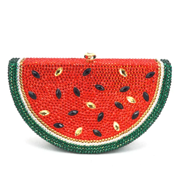 Red Clutch Bag Роскошная сумка с кристаллами, с рисунком арбуза, вечерняя сумочка со стразами, Роскошная ручная Сумочка с кристаллами, милые вечерние женские сумочки с фруктами, 321 - Цвет: Red Clutch Bag