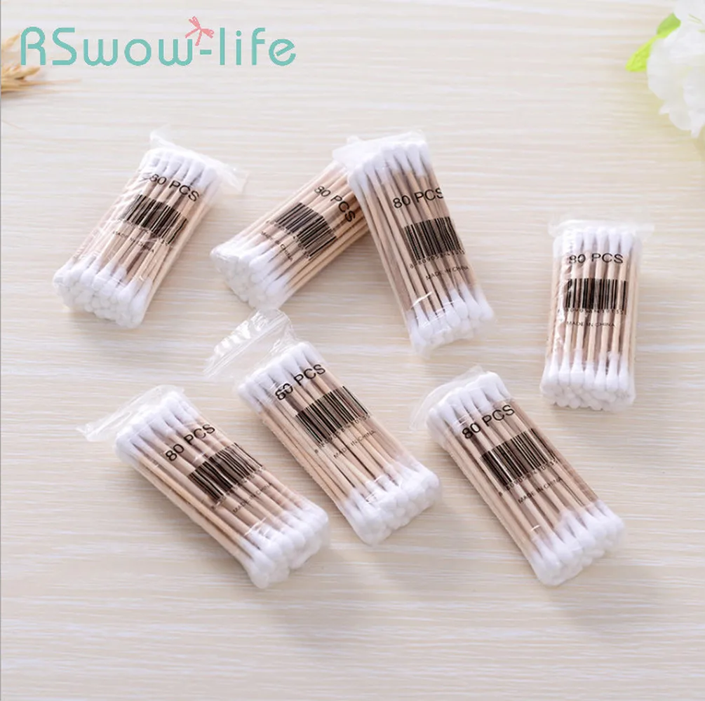 

10 Pcs Hotel Household Disposable Cotton Swab Makeup Double-head Cotton Swab Ear Cleaning Supplies For Bathroom Supplies