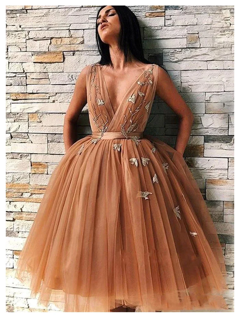 Lorie Short Evening Dress 2019 Knee Length Orange Flowers Prom Dresses Vestidos De Graduacion Party | Свадьбы и торжества