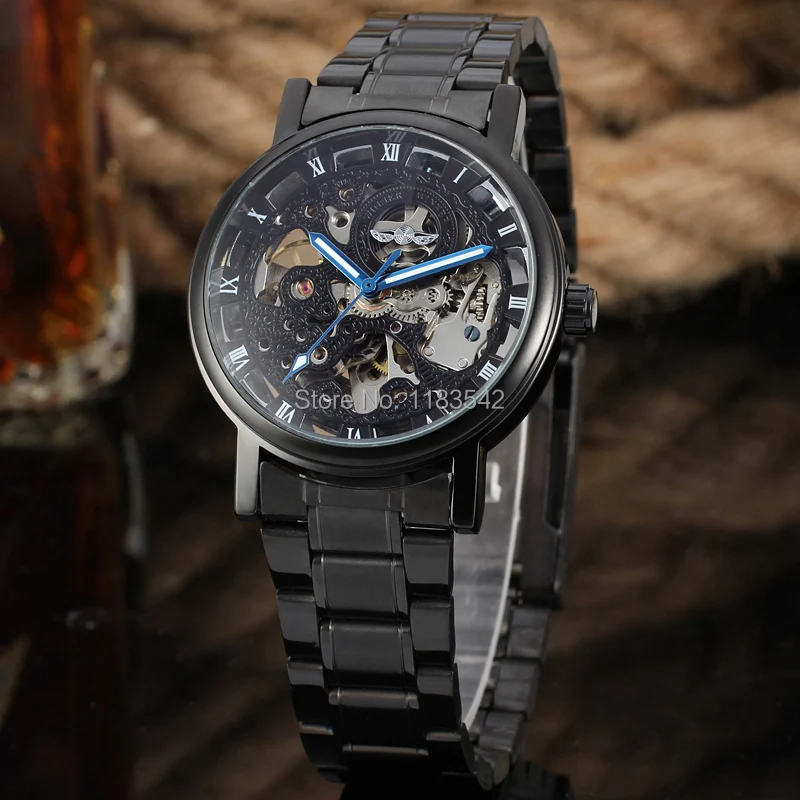 Супер стильный подарок чехол из сплава и нержавеющей стали черный браслет Relogio