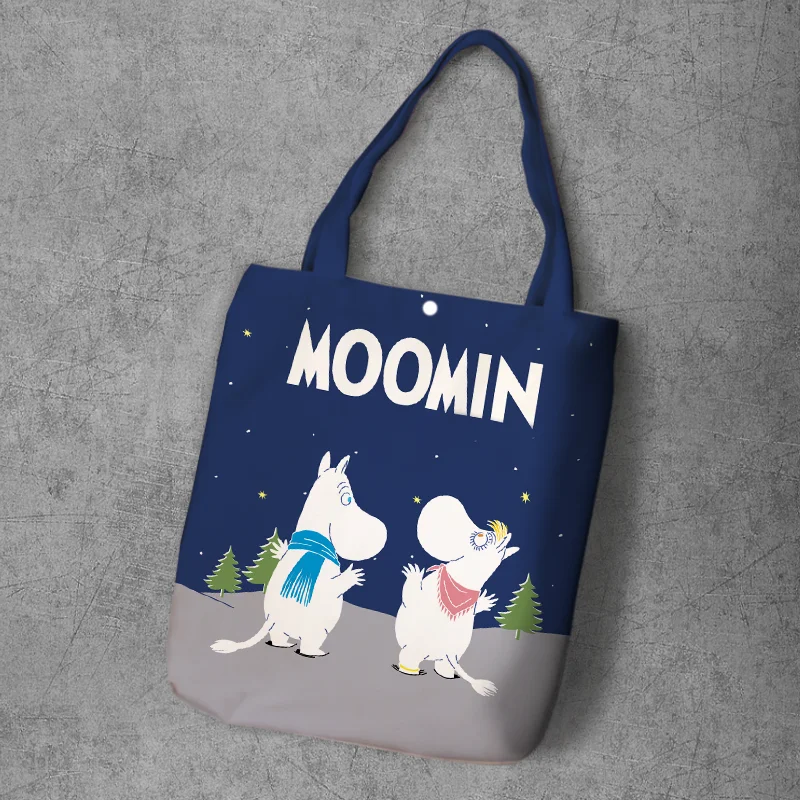 23 Moomin сумка для покупок милый гиппопотам тонкий маленький мой рюкзак на плечо Студенческая Холщовая Сумка с принтом Сумка-тоут на кнопках Холщовая Сумка - Цвет: 23