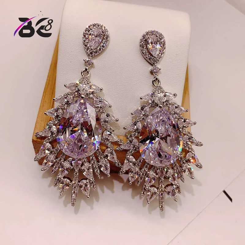 

Be 8 New Fashion Baguette Cubic Zircon Wedding Water Drop Earrings for Women Fashion Jewelry Brincos Party Gifts Mujer Moda E853