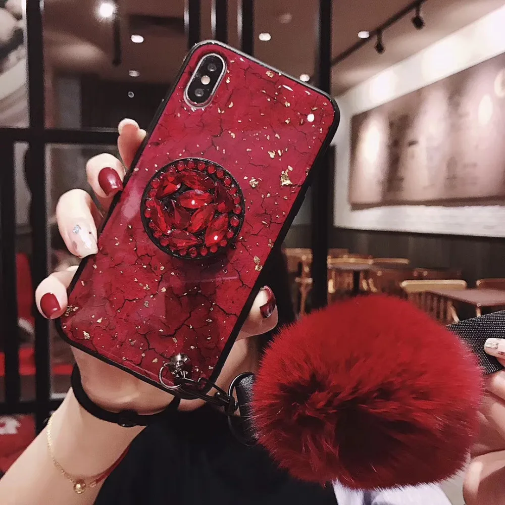 Фиолетовый чехол для телефона redmi note 6 мраморный блестящий золотой фольгой мягкий
