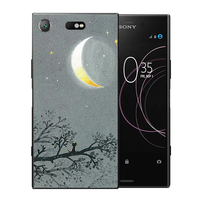 For Sony Xperia XZ1 Compact Phone Case Silicon Space Moon PatternFor for Matte Full Protect Cover |