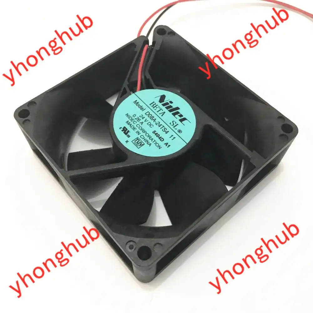 Nidec D08T 24TS4 09 11 DC 24V 0.26A 2 проводной 80x80x25 мм Сервер вентилятор охлаждения|cooling fan|fan