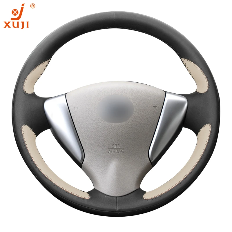 XUJI 2019 Custom Made Patent Easy DIY Perfect fit Faux Leather 5D Flash installation Steering Wheel Cover hub for NISSAN Tiida |