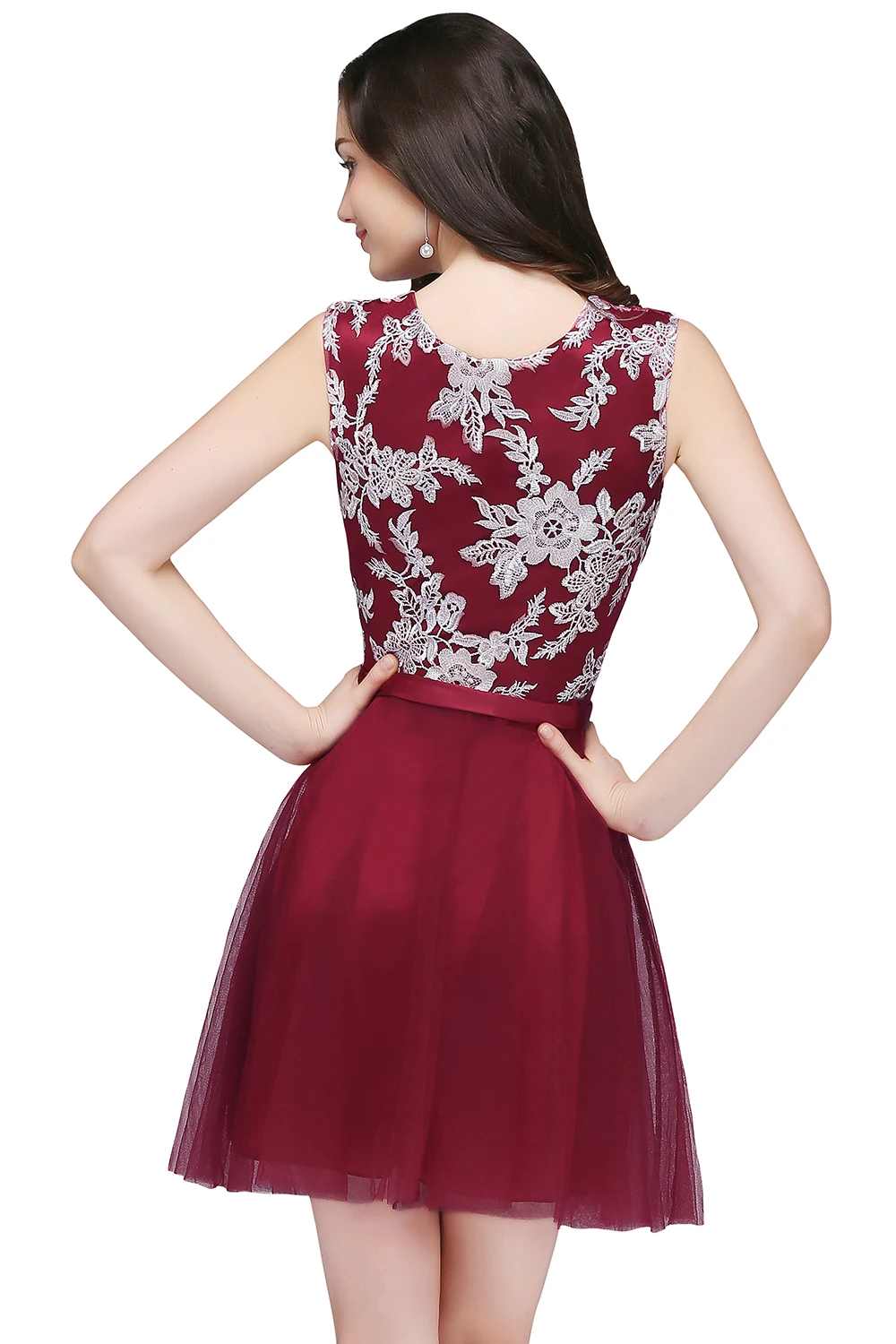 Robe de soiree courte 2019 розовое Тюлевое ТРАПЕЦИЕВИДНОЕ вечернее платье для вечеринки