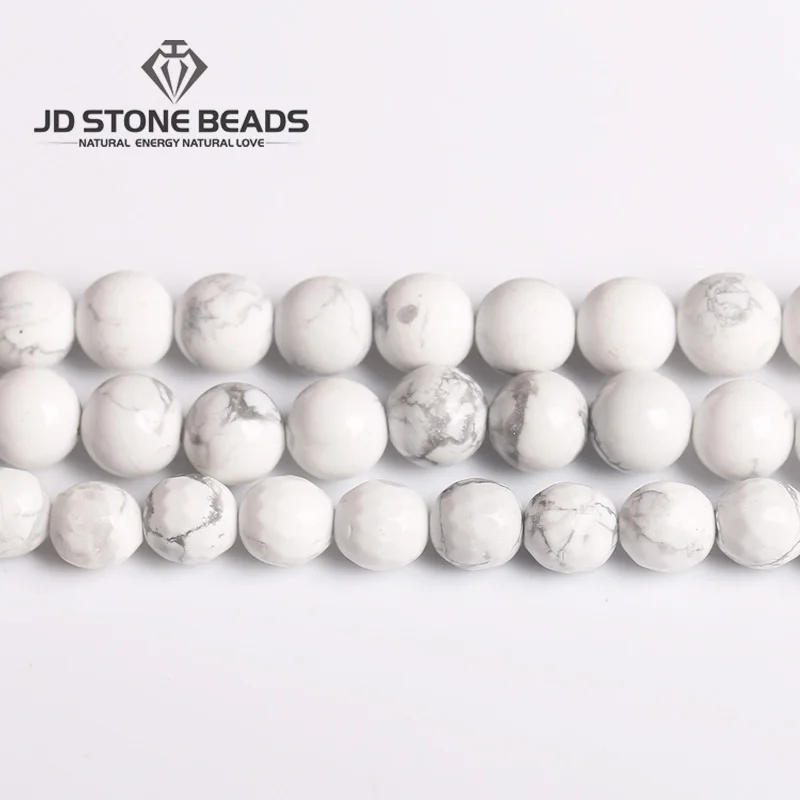 Натуральный граненый круглый бисер с белыми бусинами из бирюзы Howlite, полуфабрикат ручной работы, матовый камень для изготовления ювелирных изделий