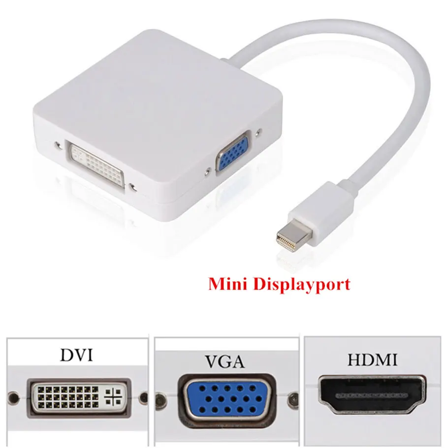 Мини Дисплей Порты и разъёмы DP Thunderbolt к DVI/VGA/совместимому с HDMI конвертер адаптер 3