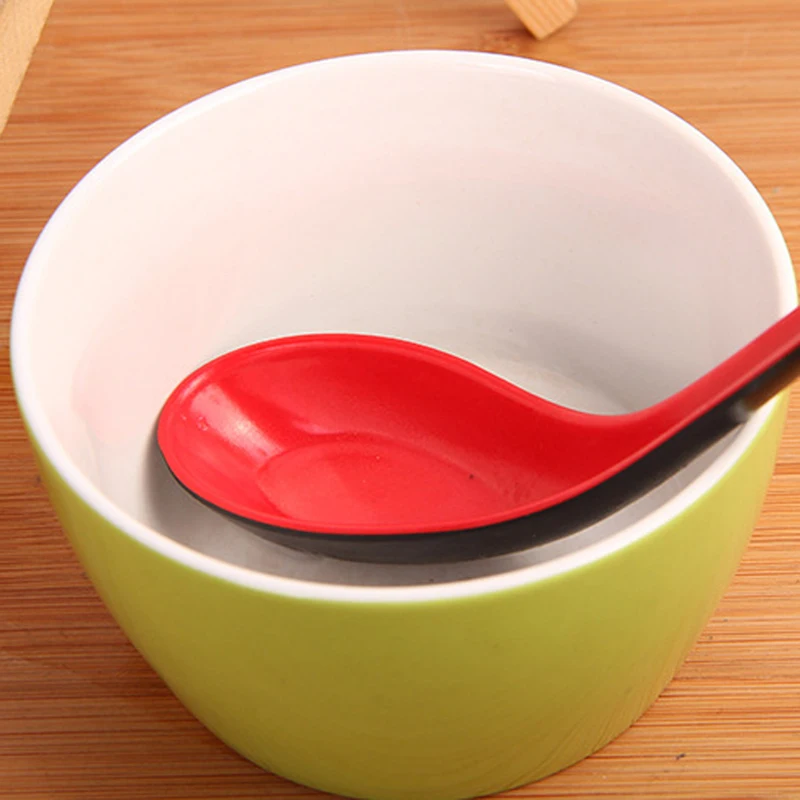 2pcs/set Red Black Color Home Flatware Japanese Plastic Bowl Soup Porridge Spoon EJ876843 | Дом и сад