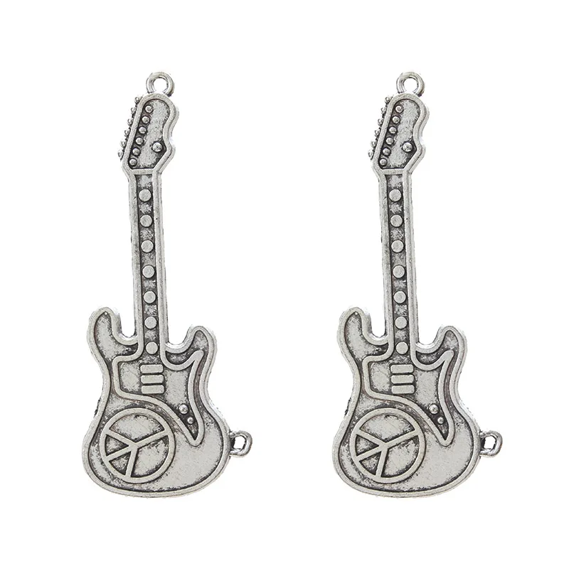 Yishan 2Pcs Guitar Charm Silver Alloy Pendant Diy Jewelry Accessories Necklace Bracelet Earrings Keychain EY3368 | Украшения и