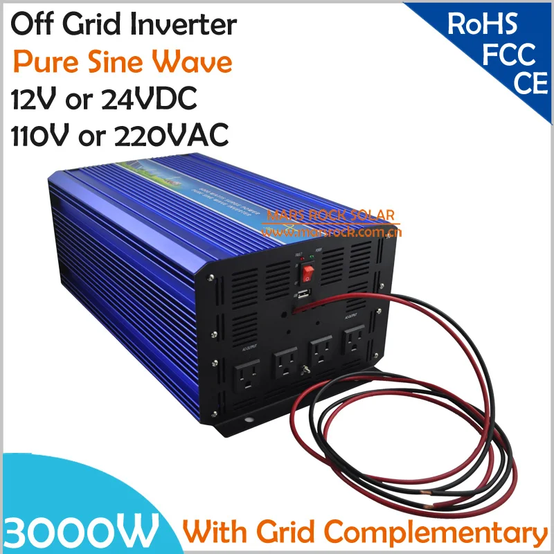 3000 Вт DC12V/24 В решетки чистая Синусоидальная волна солнечный или ветряной инвертор