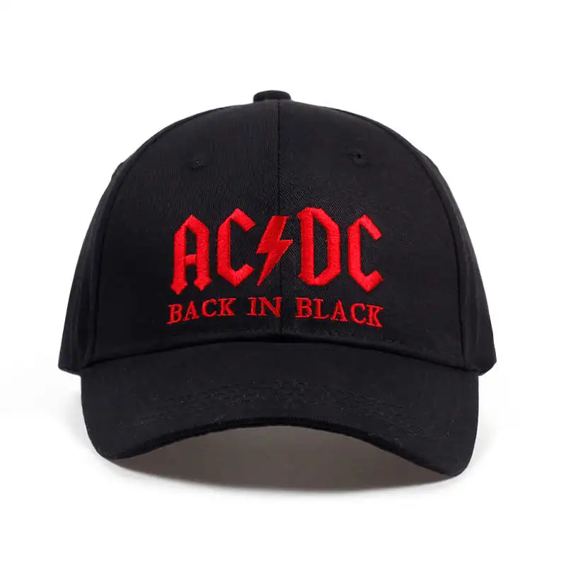 black red Новинка, AC/DC, бейсбольная кепка, рок, хип-хоп кепка, мужская, acdc, snapback, шапка с вышивкой, надпись, повседневная, DJ, рок, папа, шляпа - Цвет: black red