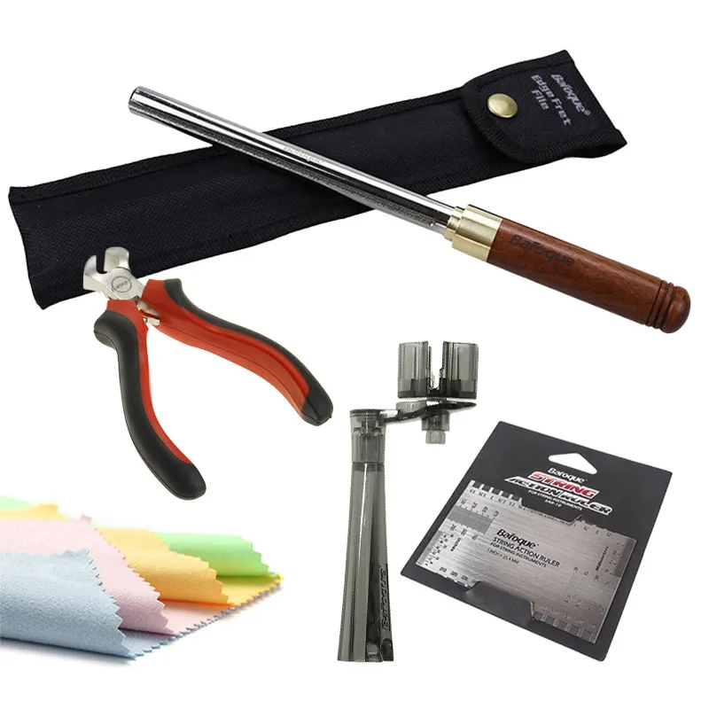

Baroque Professional Guitar Fret Dressing File 3 Edges String Plier Cutter Measuring Ruler Peg Winder Cloth Luthier Tool Set