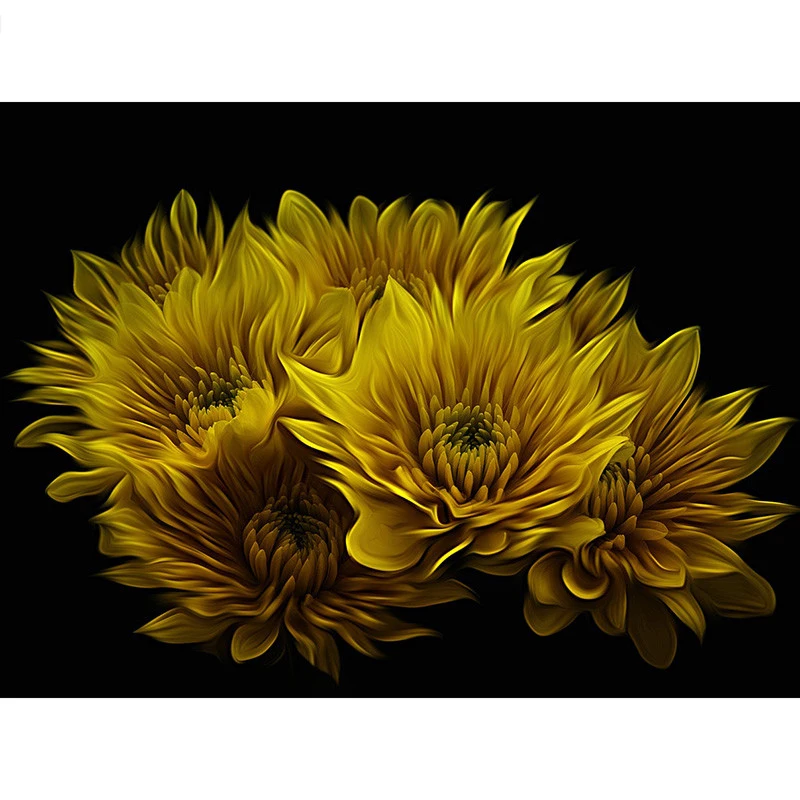 

Diamond Mosaic Flower Crafts Full Round Rhinestone Kit Diamond Painting Cross Stitch Yellow Flower Home Decor