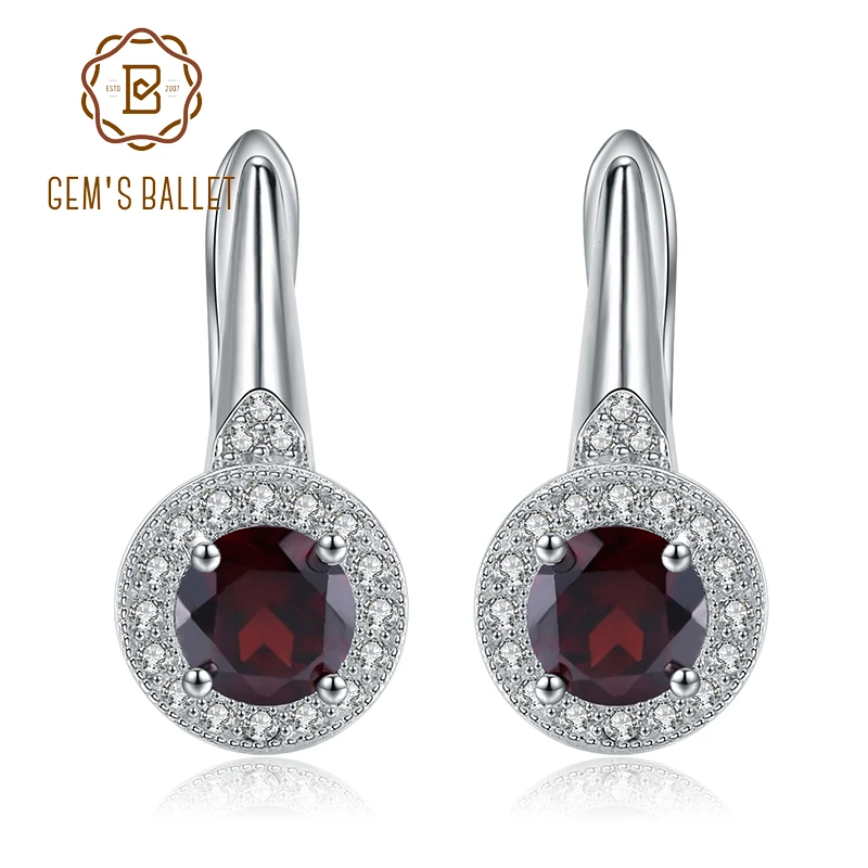 Женские серьги гвоздики GEM'S BALLET 2.10Ct из натурального красного граната с