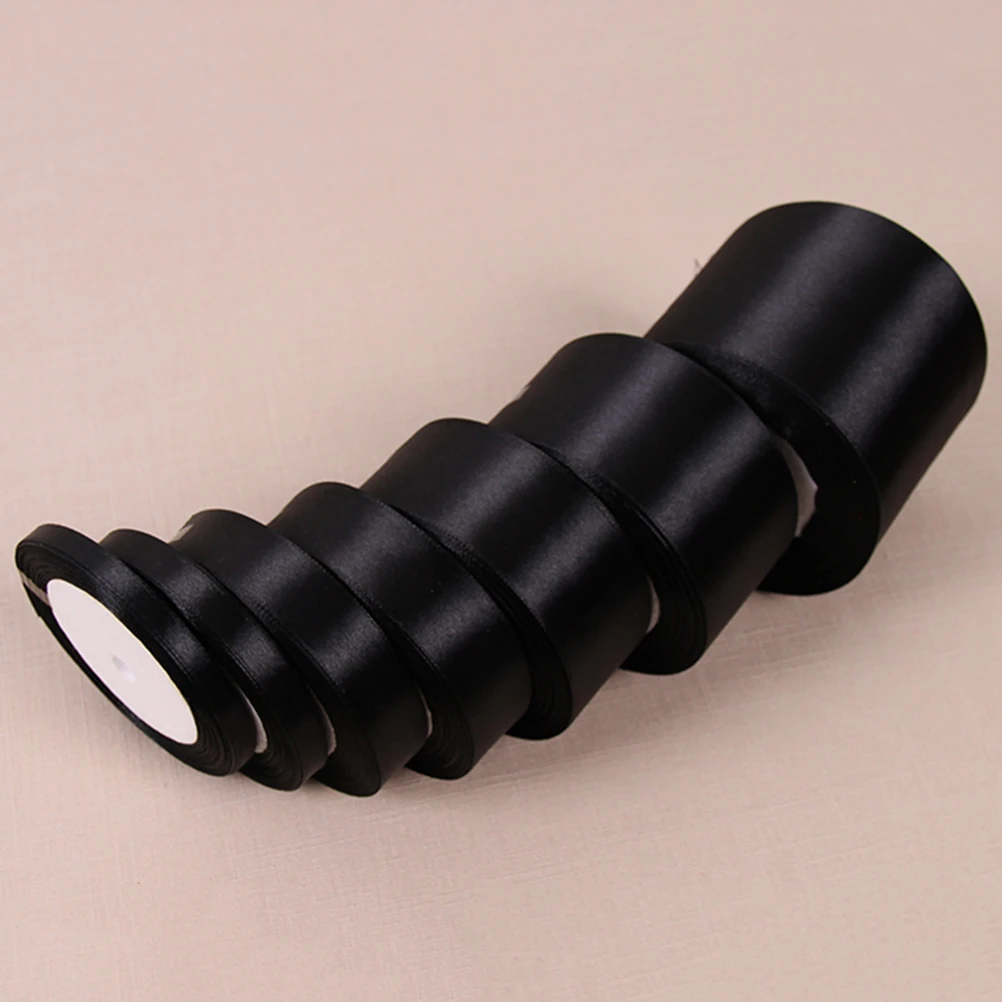 1 рулон черная шелковая атласная лента 22 м | Дом и сад