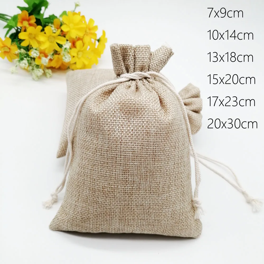 

30pcs Jute Linen Bags For Jewelry Display Drawstring Pouch Gift Box Packaging Bags For Gift Bag Wedding/Christmas Burlap Bag Diy