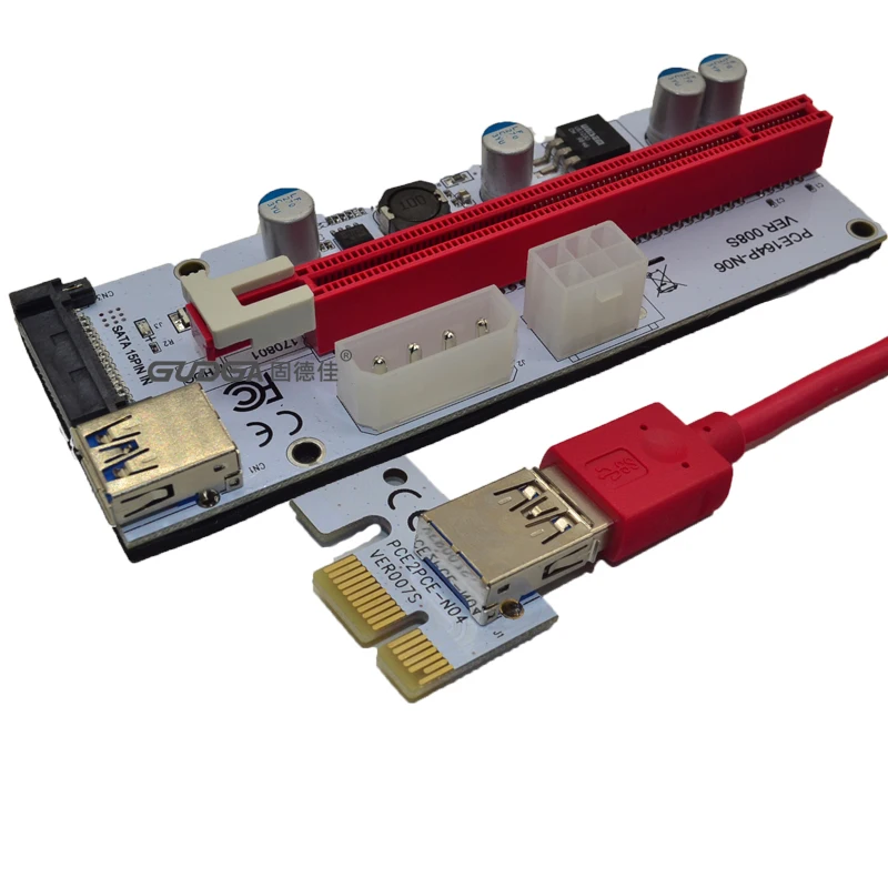 VER008S 0 6 M PCI-E расширитель Платы PCI Express 1X к 16X USB 3 с 4pin 6pin 15Pin SATA источник питания для