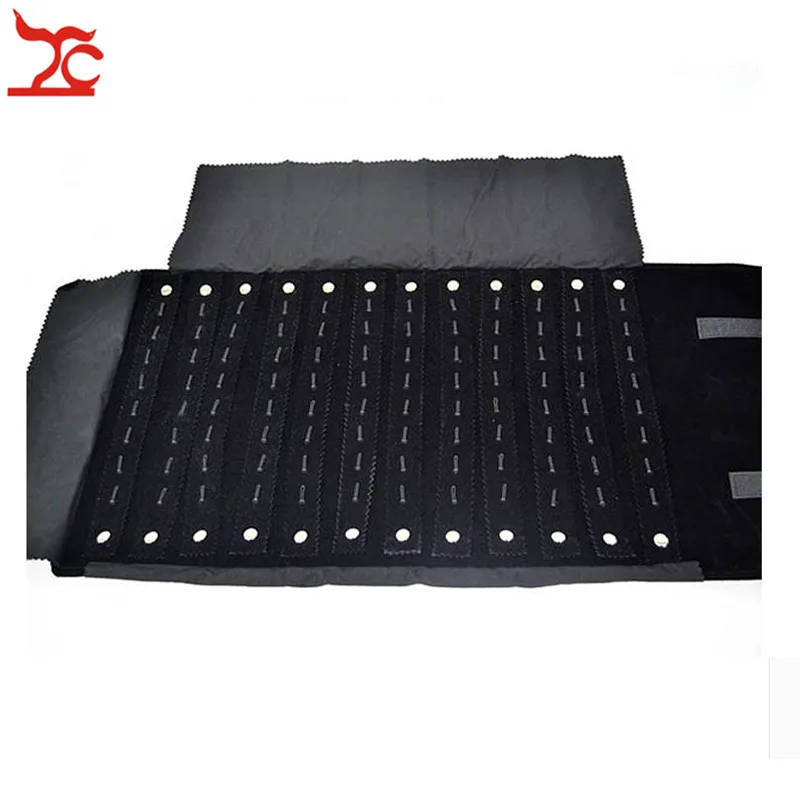 Direct Sale Black Velvet Jewelry Display Roll Case Folding Travel Storage Organizer Pouch Portable 60 Hooks Pendant Holder Bag | Украшения