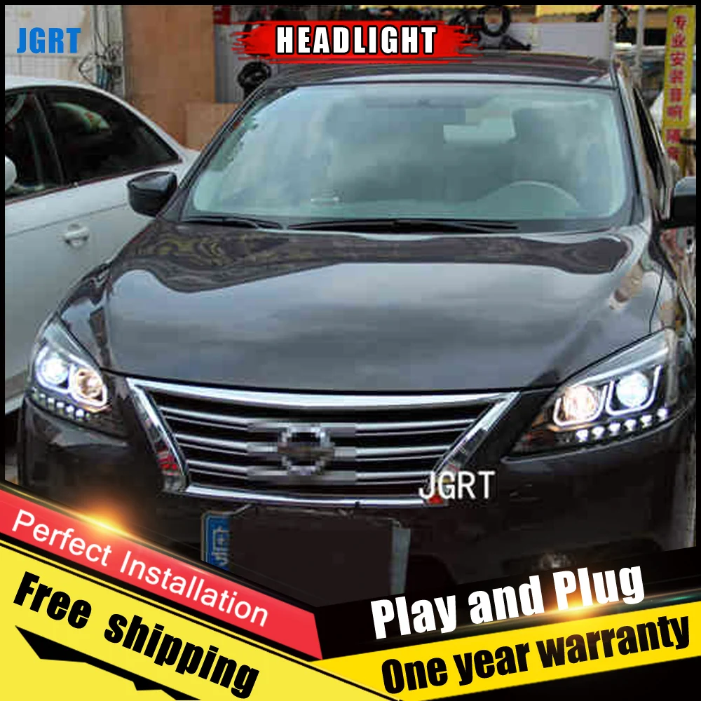 Автомобильный стиль светодиодный фары для Nissan Sentra 2012 2015 Головной фонарь DRL