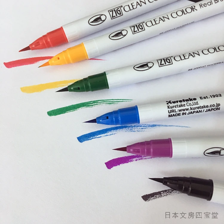 Kuretake ZIG чистый цвет, настоящая кисть, водная Цветная кисть, ручки, мягкий наконечник, ручка для эскизов, набор для рисования водным цветом