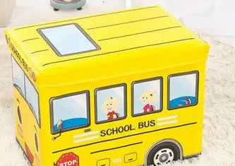 school bus Мультяшный складной ящик для хранения, многофункциональный нетканый стул для хранения продуктов, отделочная коробка, детские игрушки, предметы домашнего обихода - Цвет: school bus