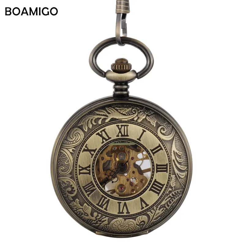Мужские механические часы Античные FOB карманные скелетоны римские цифры