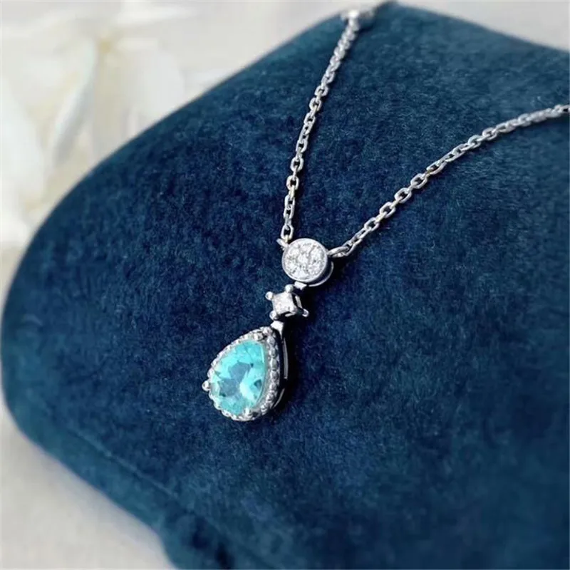 Aazuo 18K желтое золото Капля воды Natual Paraiba Настоящее бриллиантовое ожерелье подаренное для женщин девушек помолвка Свадебная гирлянда цепь