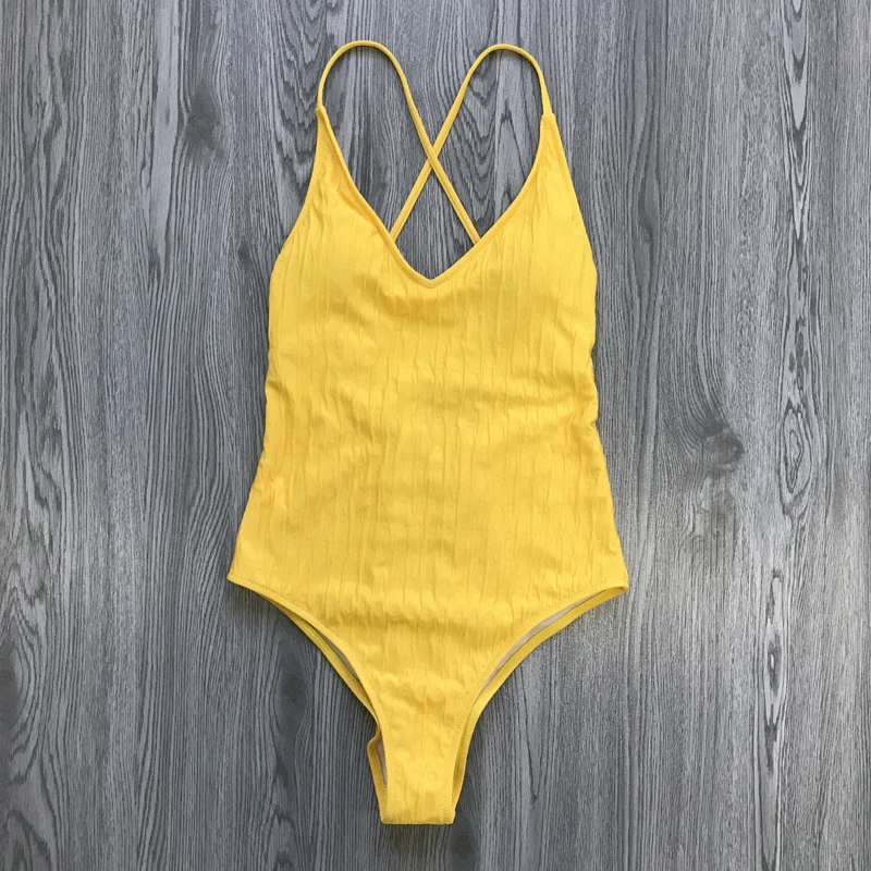 2019 One Piece Swimsuit Women Swimwear Sexy Monokini Push Up Bathing Suit Yellow Bather May Female Beach Indoor Swimming XL | Спорт и