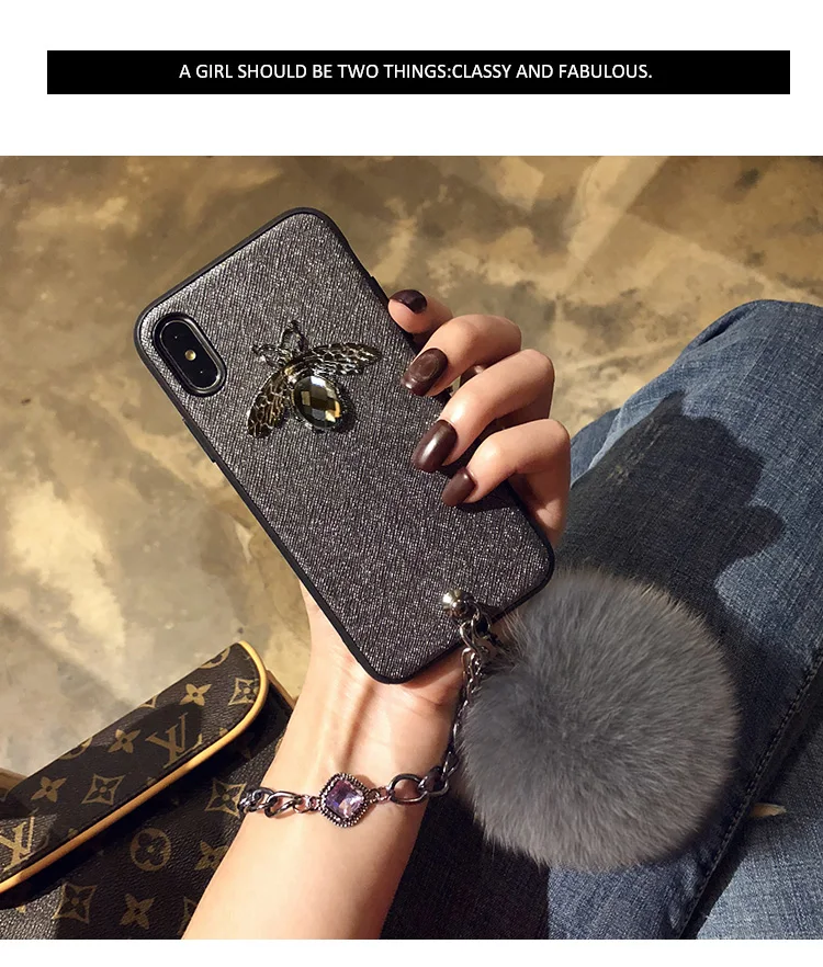 Роскошный Металлический Алмазный пчелиный чехол для телефона для iphone X XS MAX XR 6 S 8 7 plus винтажные чехлы из искусственной кожи для samsung galaxy S8 S9