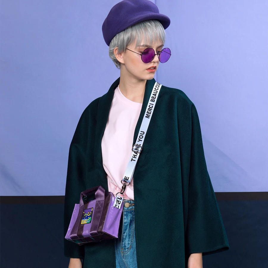 Новинка 2019 оригинальные фиолетовые парусиновые сумки мессенджеры с откидным