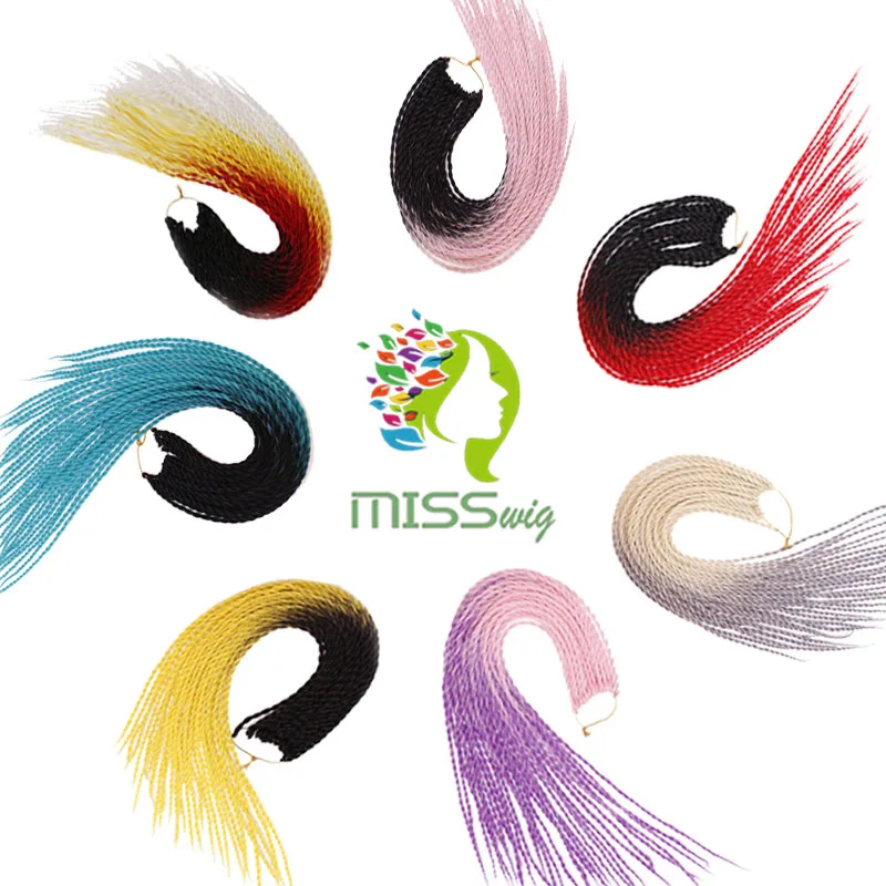 Miss wig Омбре Сенегальские вьющиеся волосы крючком косы 24 дюйма 35 цветов