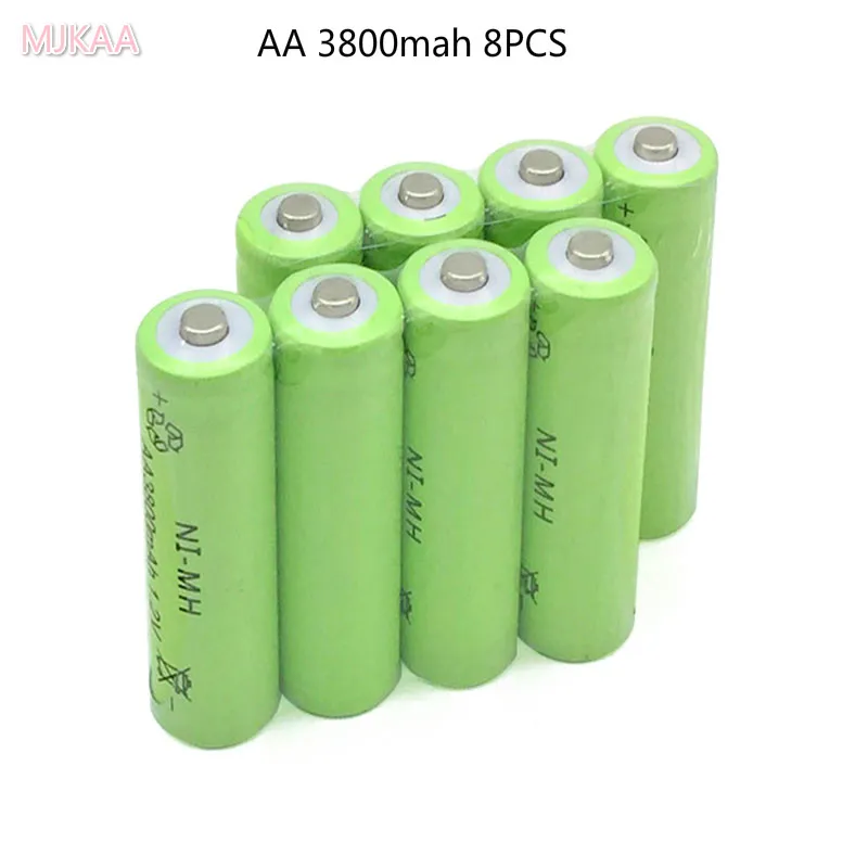 8 шт. Ni-MH 1,2 V 3800mAh Зеленый AA перезаряжаемый никель-металл-гидридный аккумулятор 14 мм* 50 мм