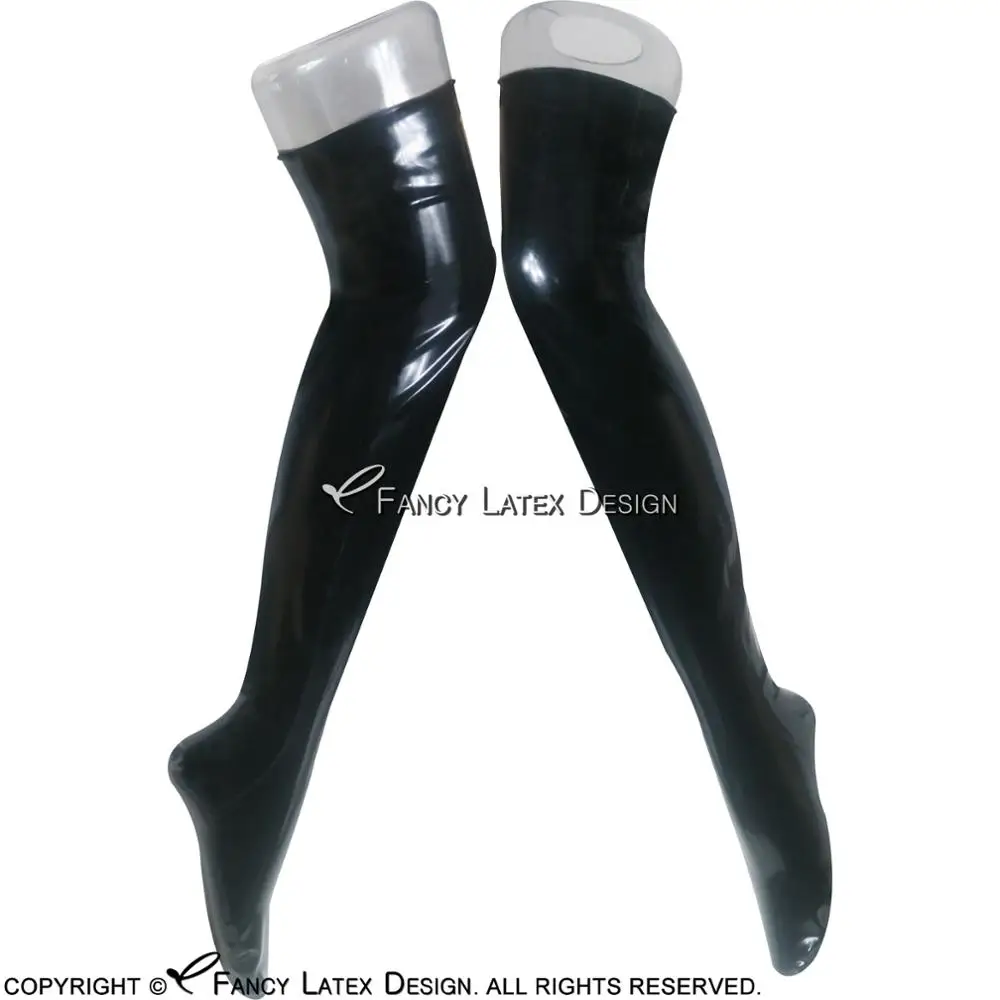 

Black Sexy Long Rubber Latex Thigh High Stockings WZ-0003