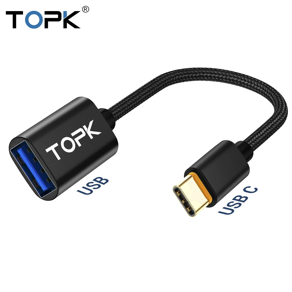 TOPK USB C адаптер OTG кабель type штекер 2 0 Женский для samsung OnePlus Macbook huawei OTG|Переходники и