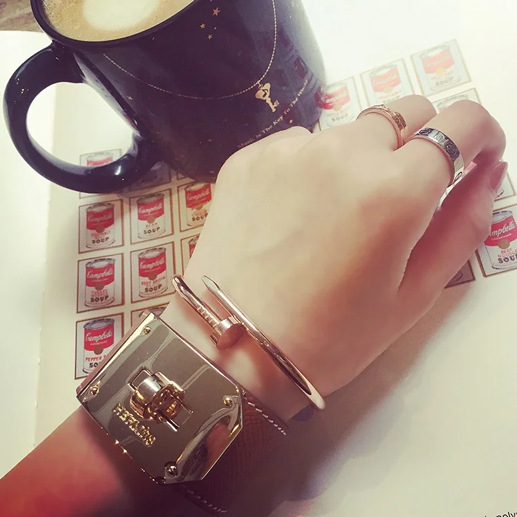 Шурупы ногтей манжеты браслеты медь любовь для женщин золото Pulsera Jewelry