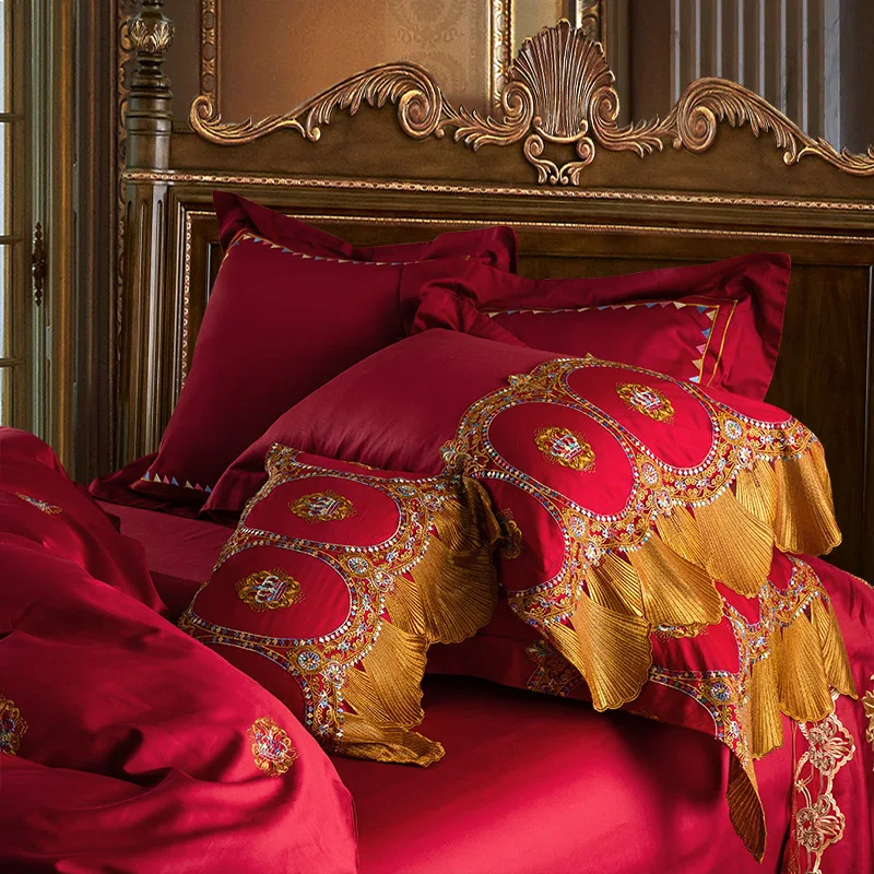 Комплект постельного белья из египетского хлопка роскошный кружевной