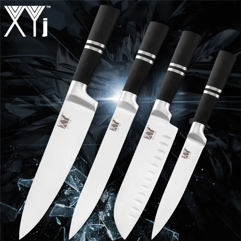 D.4pcs set XYj кухонный инструмент из нержавеющей стали 6 комплект ножей 8 ''шеф 8'' хлеб 8 ''нарезка 7'' сантоку 5 ''Универсальный 3,5'' нож для очистки овощей - Цвет: D.4pcs set