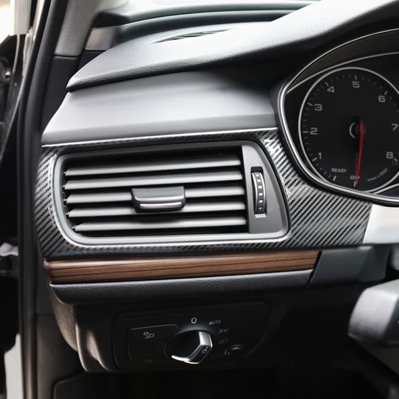 

Углеродное волокно стиль центральная консоль выход воздуха рамка украшения крышка отделка для Audi A6 C7 2012-2018 LHD нержавеющая сталь