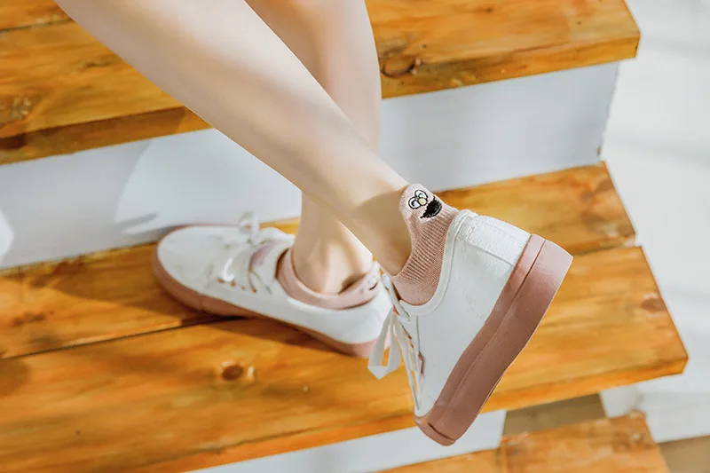 5 пар/партия, женские носки с вышивкой Kawaii Happy Fashion, забавные Женские носочки, хлопковые летние яркие цвета