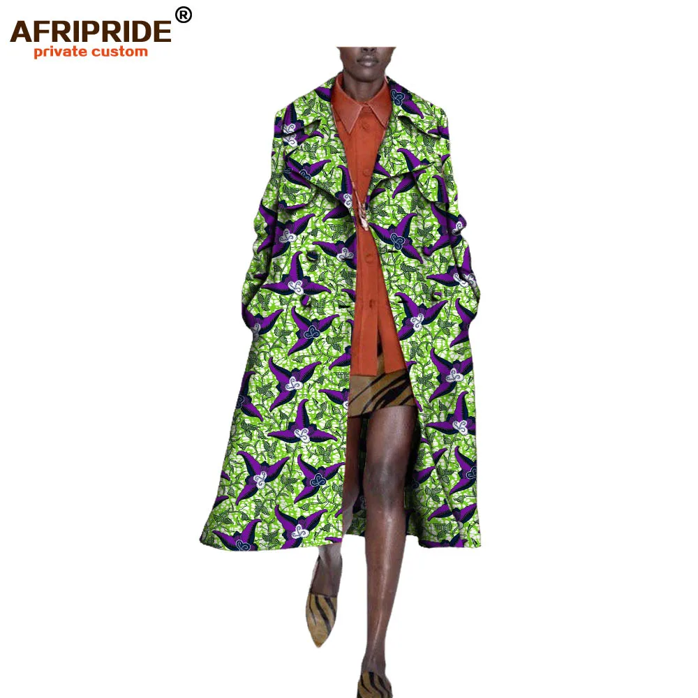 Осеннее Африканское длинное женское пальто AFRIPRIDE, длинный рукав, длина до середины икры, на пуговицах, с отложным воротником, повседневное пальто A722417 - Цвет: 474