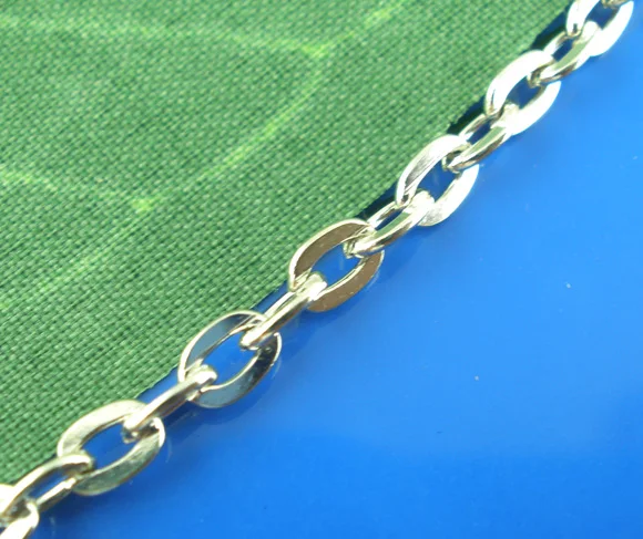 

Серебряные украшения DoreenBeads Плоские Кабельные цепи 3x4 мм, продаются в упаковке 3 м